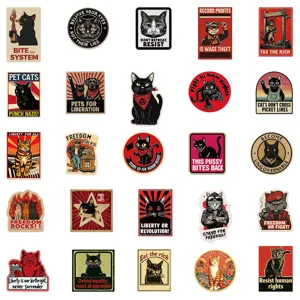 50pz adesivi gatto protesta anarchica adesivi in vinile impermeabili per bottiglia