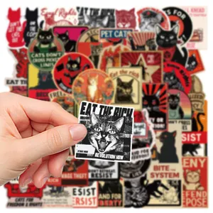 Adesivi per gatti in vinile impermeabile decalcomania slogan ribelle estetica per telefono 50pz