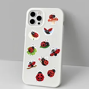 Cute cartoon ladybug stickers set, ideal for DIY phone case, laptop and journal decoration.