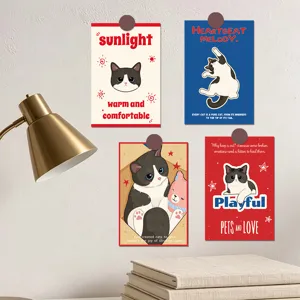 Cute cow cat postcards set, decorative wall cards for home room DIY interior design.