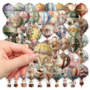 Vintage hot air balloon stickers for journaling, scrapbooking, and DIY crafts decor.
