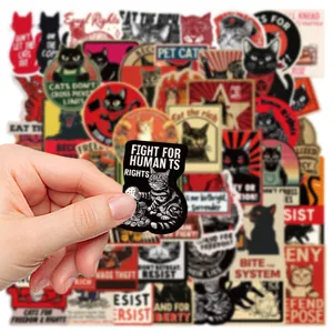 Set adesivi gatto tema anti, decalcomanie vinile citazioni ribelli retro per bottiglie
