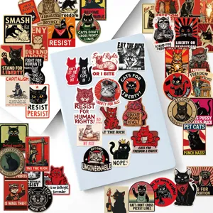 Adesivi per gatti in vinile impermeabili tema ribelle simpatico set di adesivi per diario bottiglia