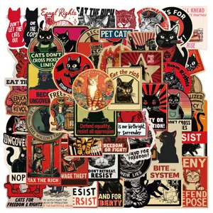 50 pz adesivi gatto vintage impermeabili divertenti slogan decalcomanie per laptop bottiglia
