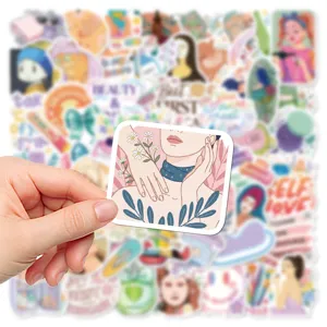 60pcs cartoon beautician stickers pack waterproof aesthetic decal for water bottle laptop