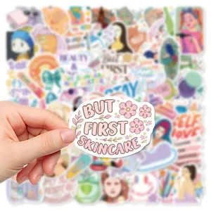 Waterproof cute cartoon aesthetic stickers for water bottle laptop skateboard luggage decor.