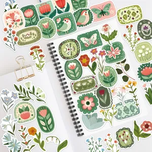 Vintage floral stickers botanical waterproof sticker set for journal DIY decoration details