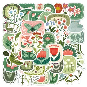 Vintage Floral Stickers Waterproof Botanical Plants Flower Stickers For DIY Journal Scrapbook Craft Stationery Decals