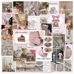 Pack de Stickers Esthétique Ballet Nœuds Rubans Roses Mignons Autocollants Étanches Pour Coque de Téléphone Journal Ordinateur