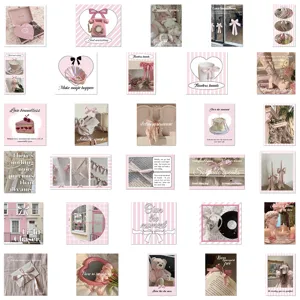 Lot de 30 autocollants esthetiques rose ballet deco pour coque de telephone et carnet de notes.