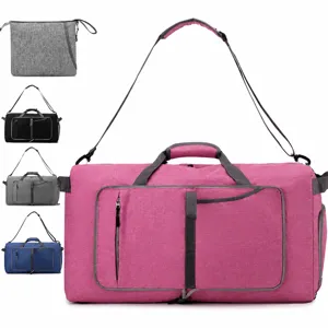 Foldable Travel Duffel Bag Waterproof Nylon Gym Sports Luggage Bag With Shoe Compartment Wet Dry Separation Large Capacity