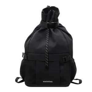 Schwarzer Kordelzug Rucksack multifunktional Sporttasche Mode Reise Freizeit Tasche Alltag