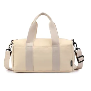 Beige small sports gym duffel bag water-resistant casual travel fitness bag for daily use