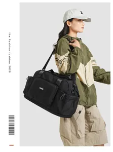 Nylon travel duffel bag with wet dry separation large capacity gym sports luggage bag