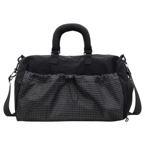 Bolsa de viaje negra gran capacidad bolsa de deporte con bolsillo frontal de rejilla y correa