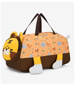Children water-resistant travel duffel bag cute cartoon tiger design large capacity tote.