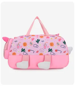 Children travel duffel bag waterproof cute pink animal design large capacity for kids swim