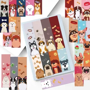 Vue détaillée de charmants marque-pages de chiens de dessin animé parfaits pour les étudiants.