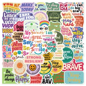 Autocollants Imperméables Positive Affirmation Slogans Inspirants Esthétiques Pour Bagages Guitare Ordinateur Portable Décor