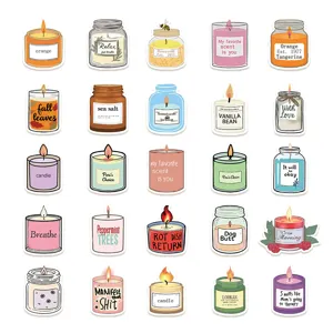 Waterproof cute cartoon candle stickers for laptop cup DIY decorative decal set