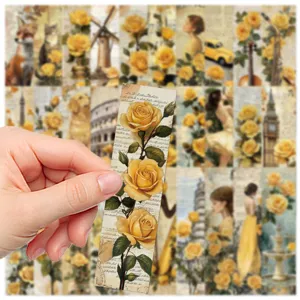 Vintage golden garden aesthetic paper bookmarks for reading and book decoration 30pcs
