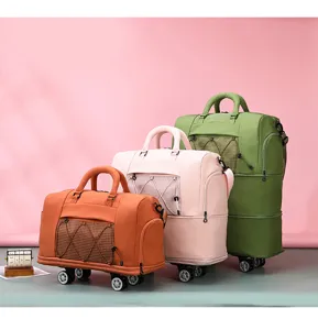 Waterproof large capacity travel duffel bag with wheels, lightweight portable boarding luggage.