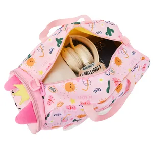 Kids waterproof travel duffel bag cute cartoon pink large capacity luggage bag for swimming