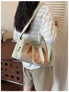 Casual canvas travel bag large capacity weekender gym bag for women daily portable shoulder bag