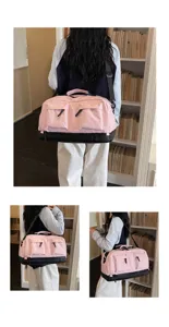 Borsone da viaggio rosa per donne, grande borsa sportiva con scomparto separato.