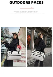 Outdoor travel duffel bag with dry wet separation, large capacity fitness sports luggage.