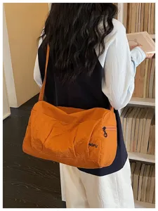 Japanese minimalist large capacity travel shoulder bag casual lightweight luggage bag for women