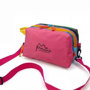 Trousse de Maquillage de Voyage en Nylon Couleur Dopamine pour Femmes Hommes Portable Rangement avec Fermeture Éclair Multicouche