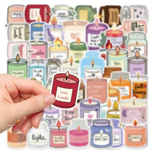 50 Pcs Cartoon Colorful Candle Stickers Waterproof DIY Decals for Laptop Water Bottle Cup