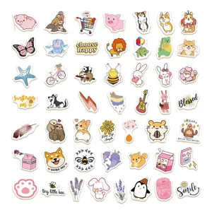 Cute cartoon waterproof stickers set for luggage, phone case, and journal decoration.