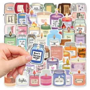 50pcs cute cartoon candle stickers waterproof vinyl decal for laptop water bottle diary DIY decor