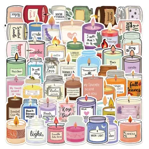 Cartoon Scented Candle Stickers Waterproof PVC Decals for Laptop Water Bottle Phone DIY Decorative Aesthetic Craft