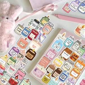 Cute cartoon colorful scented candle waterproof stickers DIY decorative stickers for laptop phone