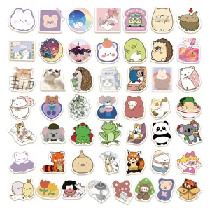 Detailed view of cute cartoon animal stickers featuring bears, cats, and fun illustrations.