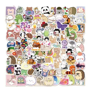 Cute cartoon stickers set, waterproof PVC aesthetic decals for luggage, phone case, and journaling.