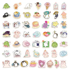 Cute cartoon stickers aesthetic waterproof decals pack for luggage phone case scrapbooking