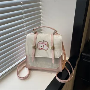 Zainetto carino per ragazze in rosa con motivo marmoreo e tracolla regolabile versatile