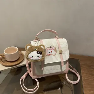 Zaino e borsa a tracolla rosa multifunzionale carino per ragazze con peluche