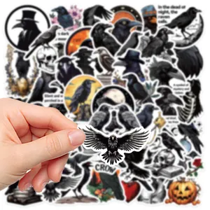 Autocollants de corbeau gothiques imperméables autocollants esthétiques pour ordinateur 50pcs
