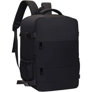 Détail d'un sac à dos de voyage d'affaires multifonctionnel noir pour ordinateur.