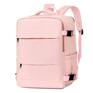 Sac à dos de voyage rose minimaliste à grande capacité pour les affaires et ordinateur