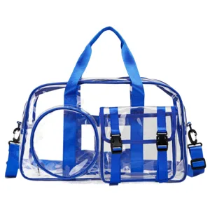 Transparent PVC Gym Bag Waterproof Travel Beach Bag with Straps and Pockets for Sports