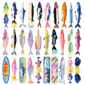 Cute fish bookmarks set, 30 pieces literary journal stickers and page markers for students.
