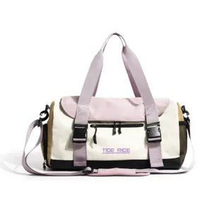 Sac de sport et de voyage multifonction avec bandoulière, design élégant bicolore pour fitness.