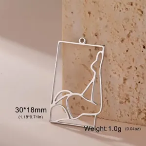 Detailed view of 304 stainless steel minimalist female silhouette pendant for jewelry
