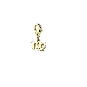 Dije del signo zodiacal Virgo en acero inoxidable 304 dorado con cierre de langosta DIY